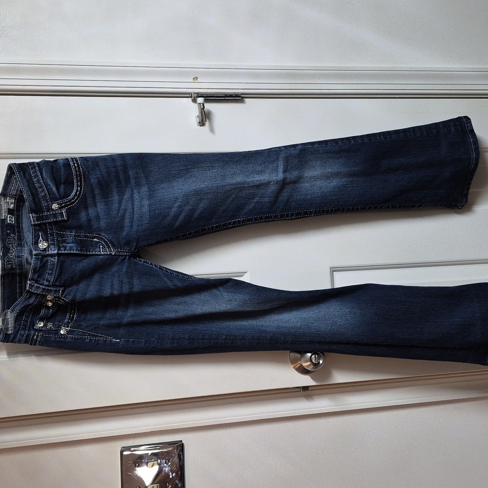 Miss Me Dark Blue Jeans with Black & Silver Accents - Picture 3 of 8